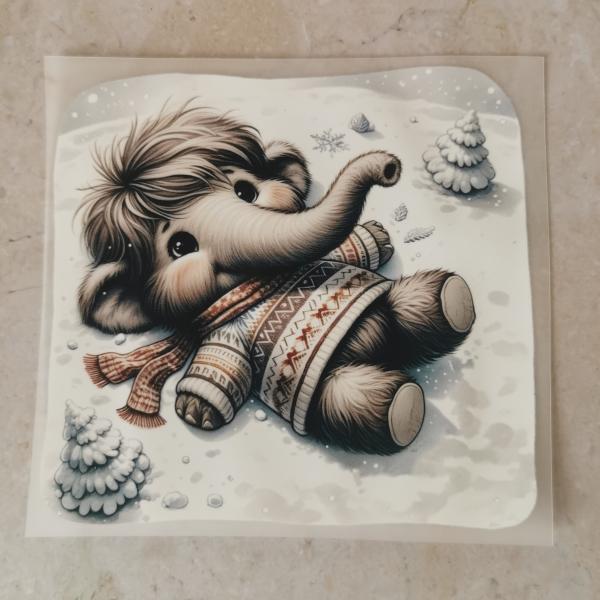 Bügelbild Mammut Schneeengel