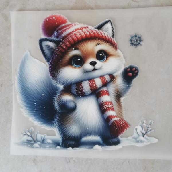 Bügelbild Schneefuchs stehend