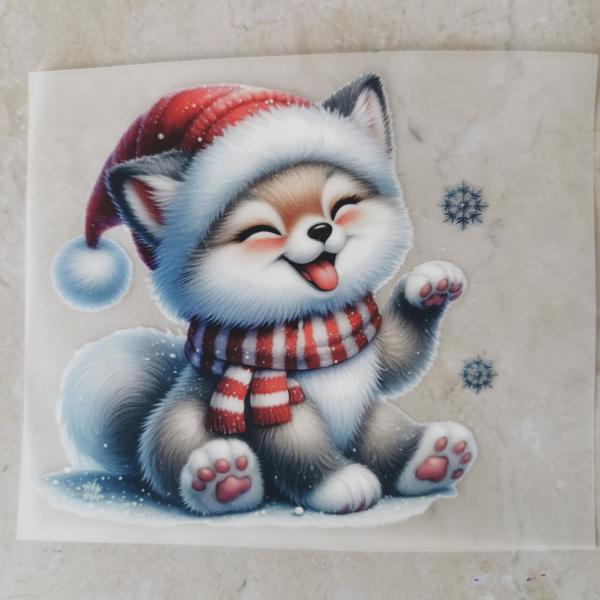 Bügelbild Schneefuchs sitzend