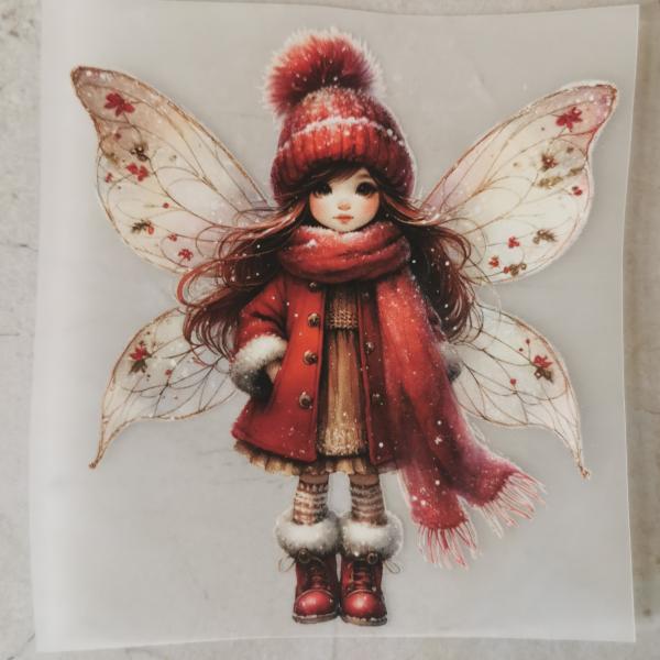 Bügelbild Winterfee roter Schal