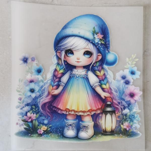 Bügelbild Regenbogenmädchen Laterne