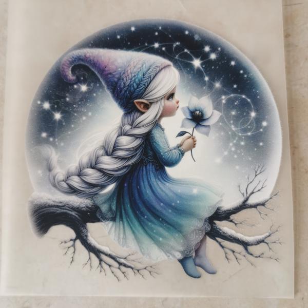 Bügelbild Mondmädchen Blume