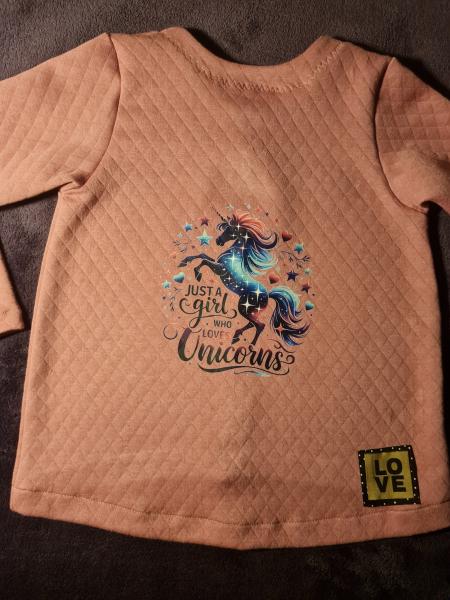 Bügelbild Mädchen das Einhörner liebt