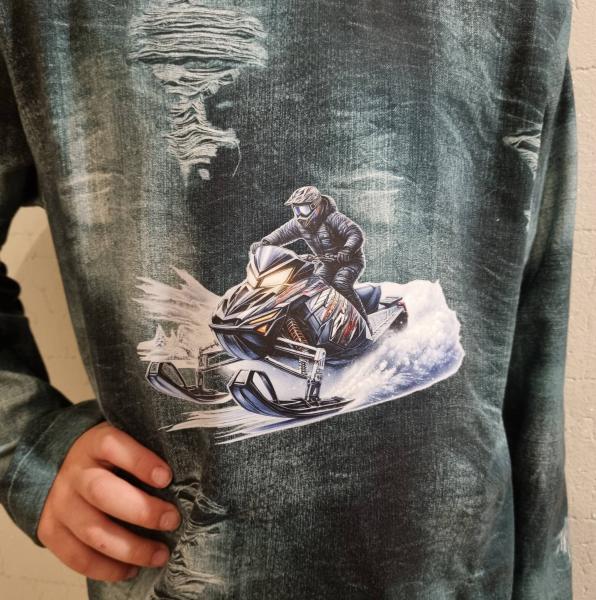 Bügelbild Schneemobil schwarz-bunt