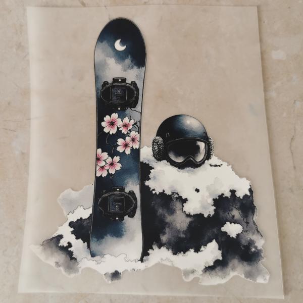Bügelbild florales Snowboard