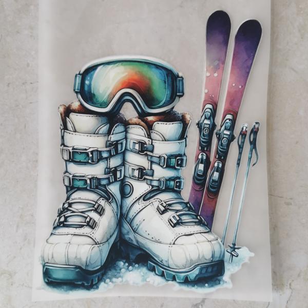 Bügelbild lila Skier