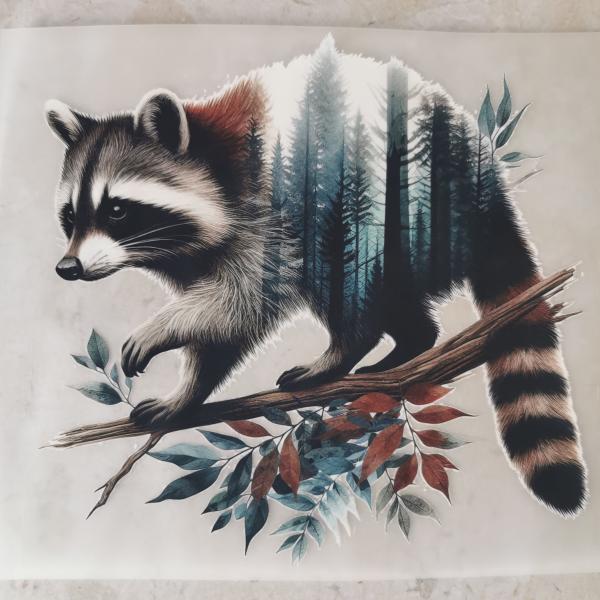 Bügelbild Waschbär Wald