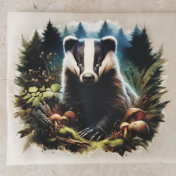 Bügelbild Dachs im Wald