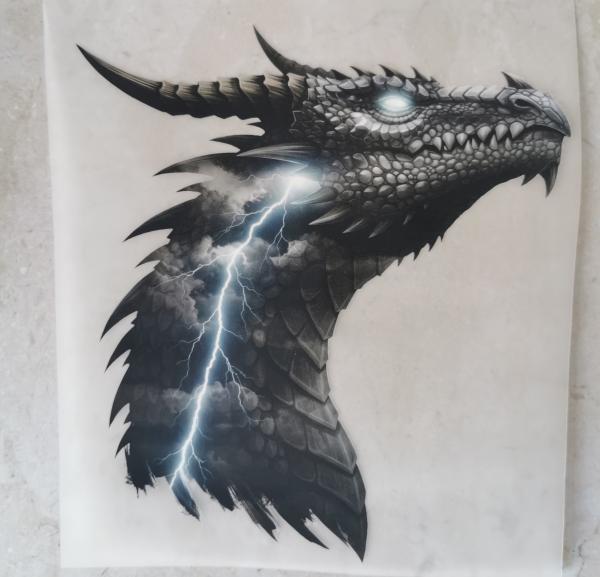 Bügelbild Blitz-Drachenkopf