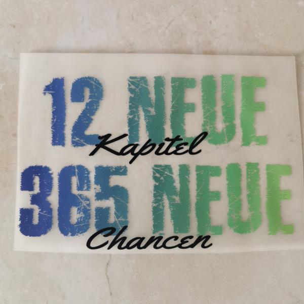 Bügelbild Kapitel & Chancen blau-grün
