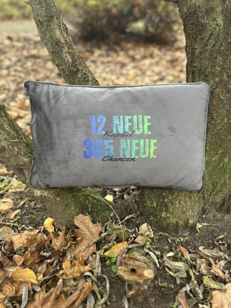 Bügelbild Kapitel & Chancen blau-grün