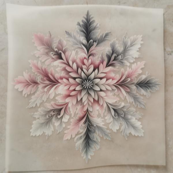 Bügelbild rosa Schneeflocke