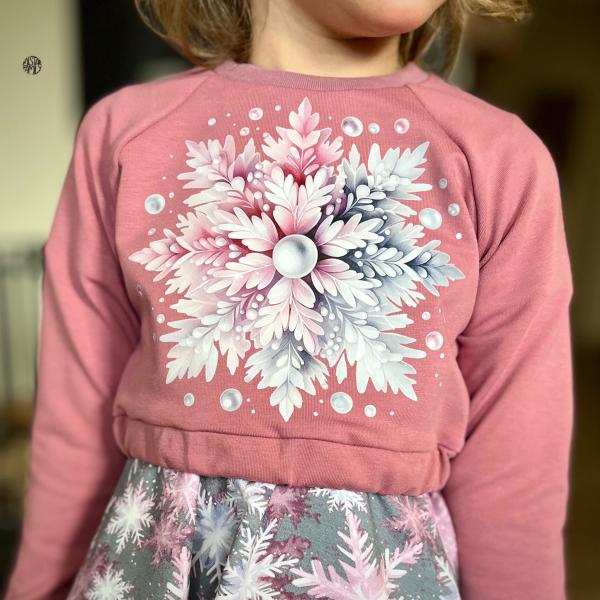 Bügelbild rosa Schneeflocke große Perle