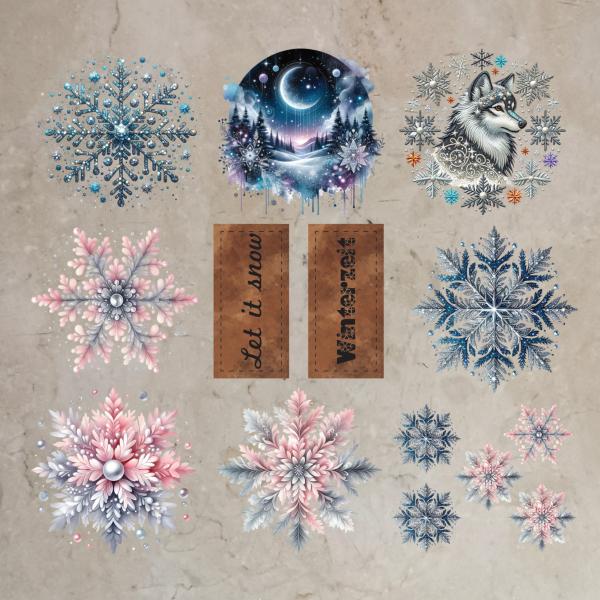 Bügelbild-Bundle Schneeflocken