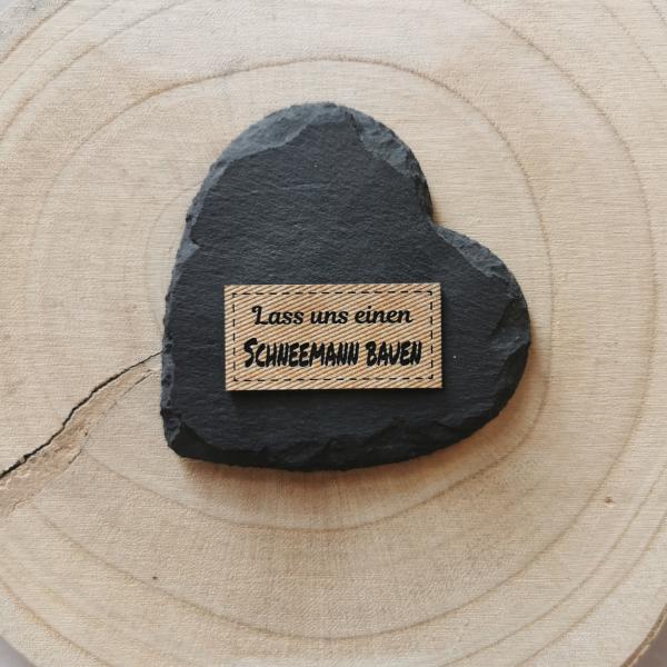 Label Lass uns einen Schneemann bauen