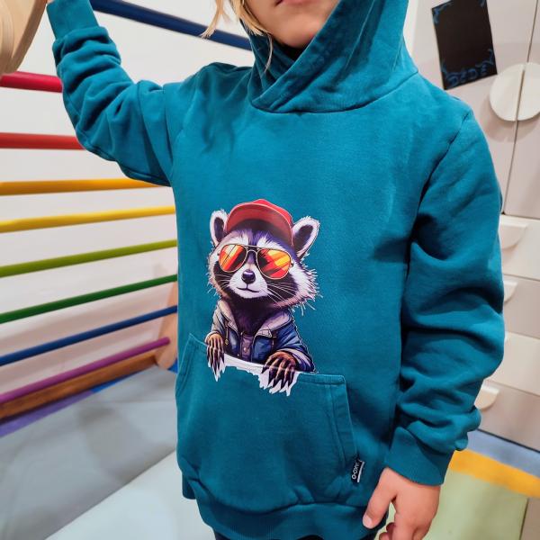 Bügelbild cooler Guck-Waschbär