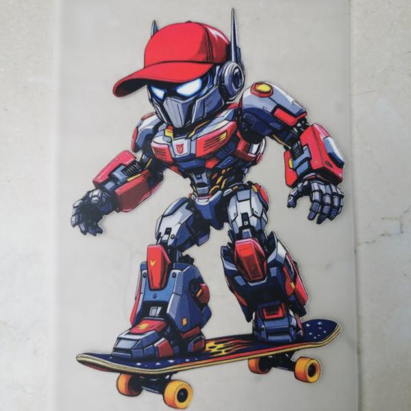 Bügelbild Skater-Robo rot