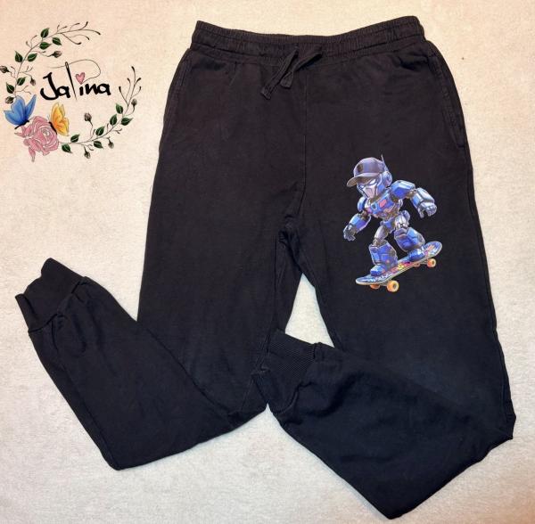 Bügelbild Skater-Robo blau