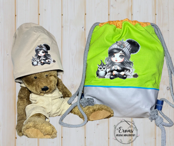 Bügelbild cute Partygirl Mütze grau