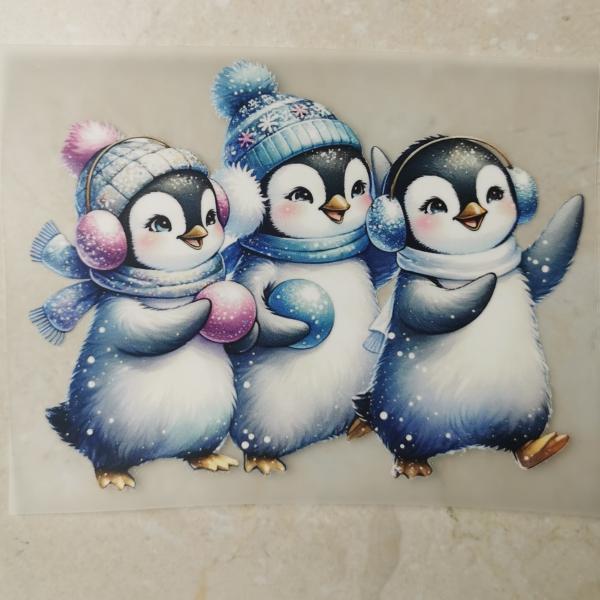 Bügelbild süßes Pinguintrio laufend