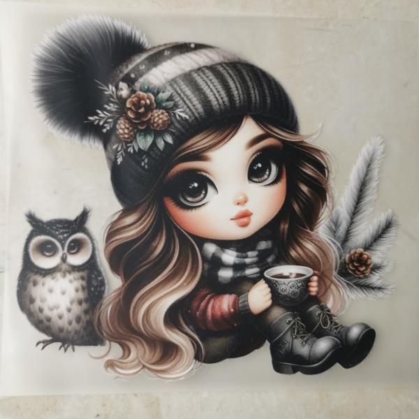 Bügelbild cute Partygirl Mütze gemustert