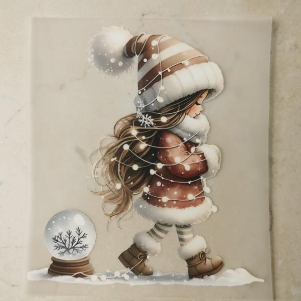 Bügelbild Schneemädchen Kugel hinten