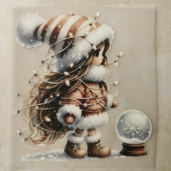 Bügelbild Schneemädchen Kugel vorn