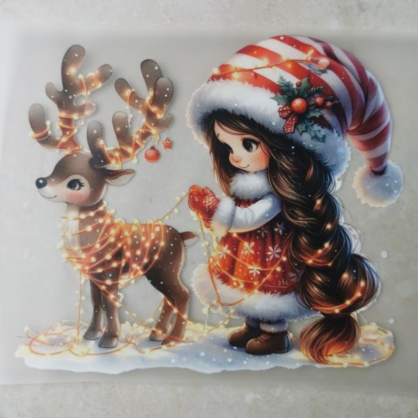 Bügelbild leuchtendes Rentiermädchen