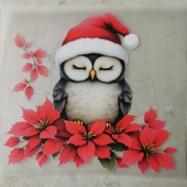 Bügelbild schlafende Eule Weihnachtsstern (grau)