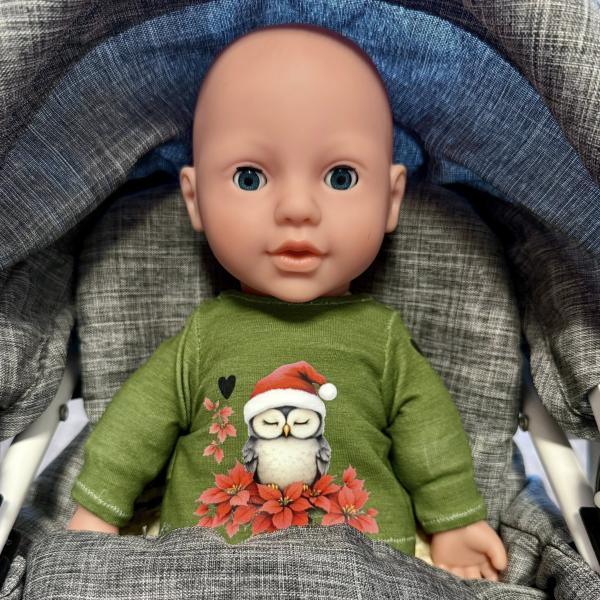 Bügelbild schlafende Eule Weihnachtsstern (grau)