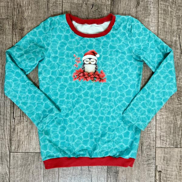 Bügelbild schlafende Eule Weihnachtsstern (grau)