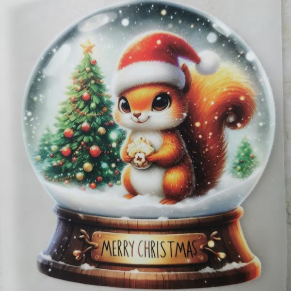 Bügelbild süße Schneekugel Eichhörnchen