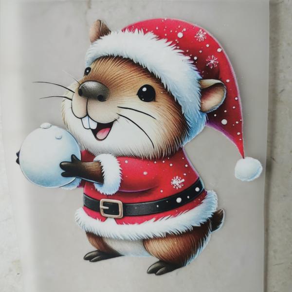 Bügelbild WeihnachtsCapy Schneeball