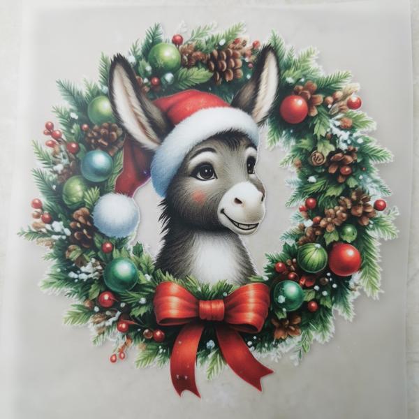 Bügelbild Esel im Kranz