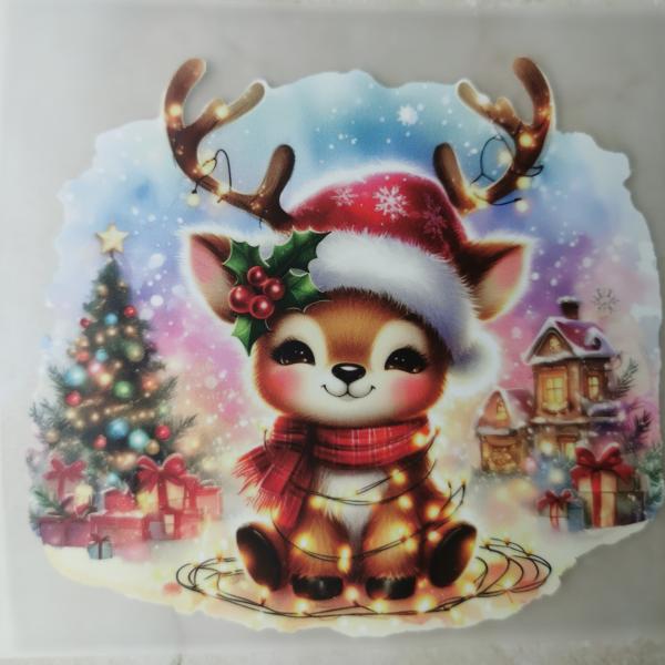 Bügelbild süßes Weihnachtsreh Lichterkette