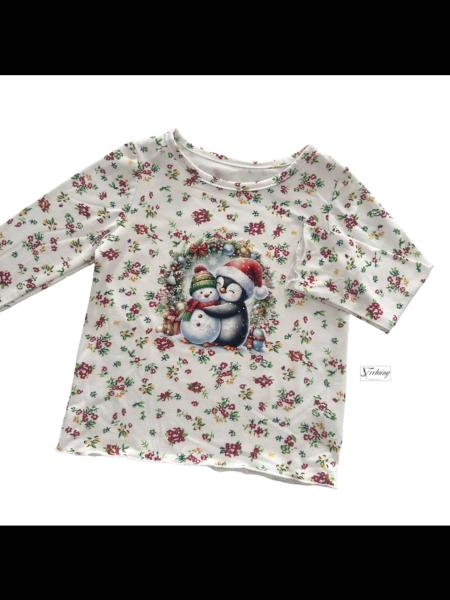 Bügelbild süßer Weihnachtspinguin Schneemann