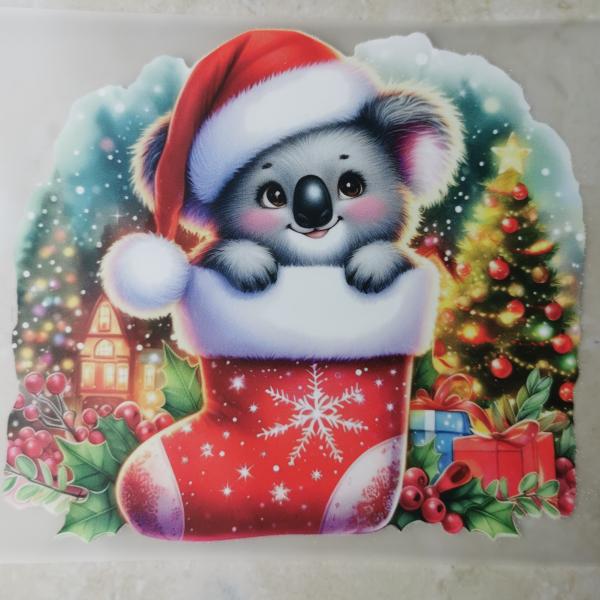 Bügelbild süßer Weihnachtskoala Strumpf