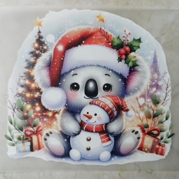 Bügelbild süßer Weihnachtskoala Schneemann