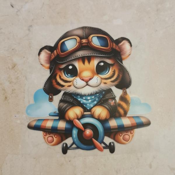 Bügelbild Tiger Pilot