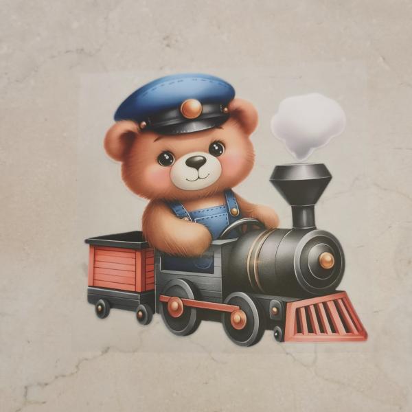Bügelbild Bär Lokführer