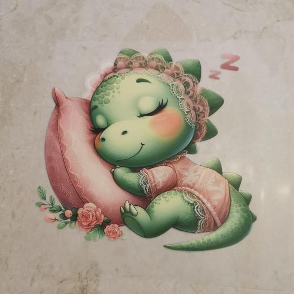 Bügelbild süßer Dino schlafend