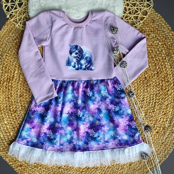 Bügelbild Schnee-Einhorn stehend