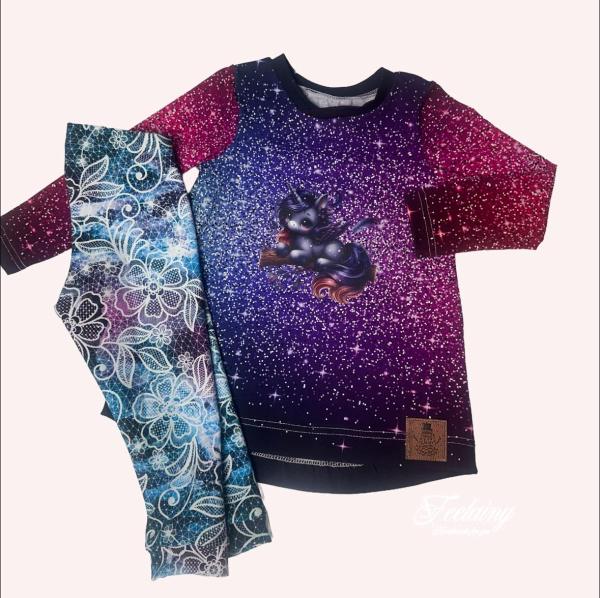 Bügelbild Feder-Einhorn Ast