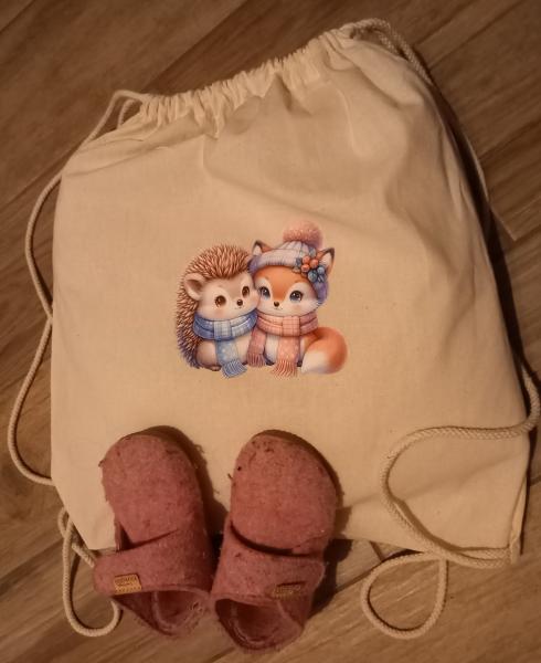 Bügelbild Winter-Igel mit Fuchs