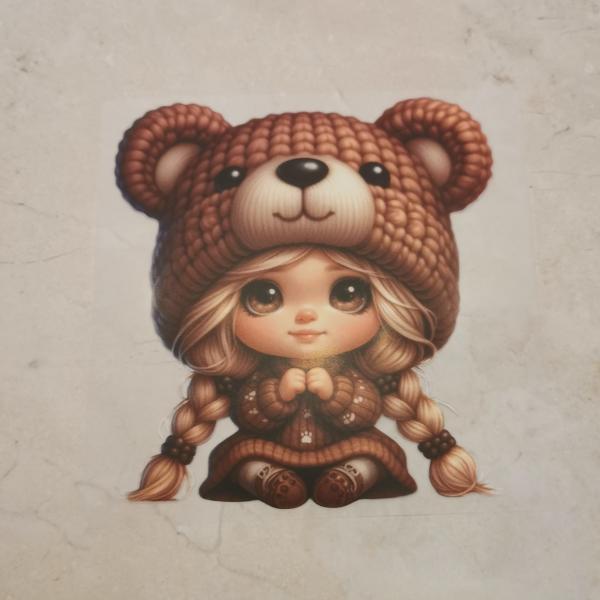 Bügelbild Kostümmädchen Bär