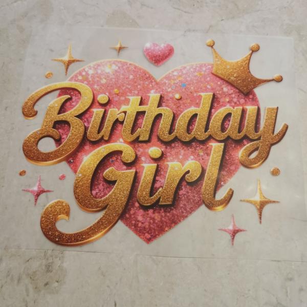 Bügelbild Herz Birthdaygirl