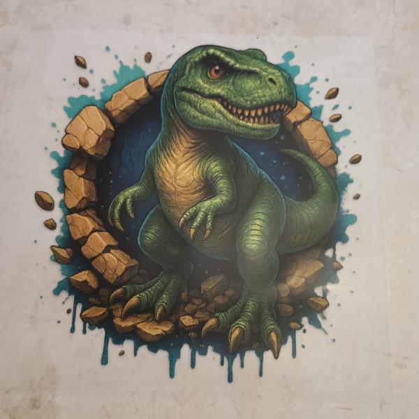 Bügelbild Dino Wandloch