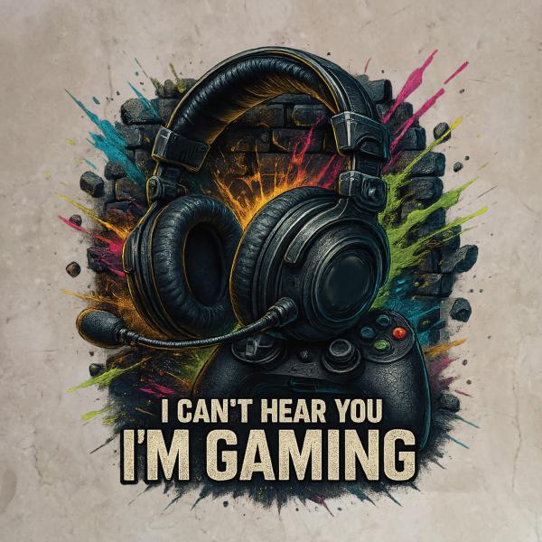 Bügelbild I can't hear you (Kopfhörer)