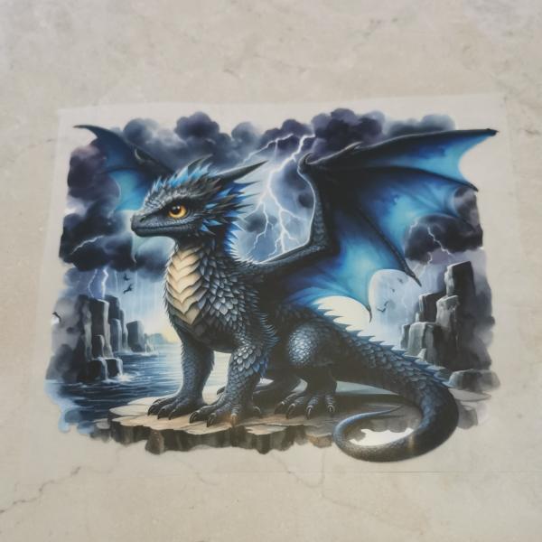Bügelbild Sturmdrache blau