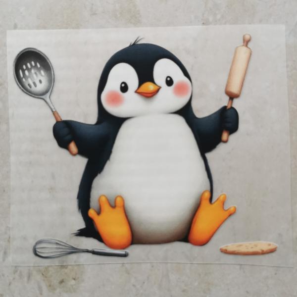 Bügelbild Küchenhelfer Pinguin